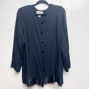 Classic Woman Button Front Long Sleeve Black Blazer Jacket 20W Workwear Office